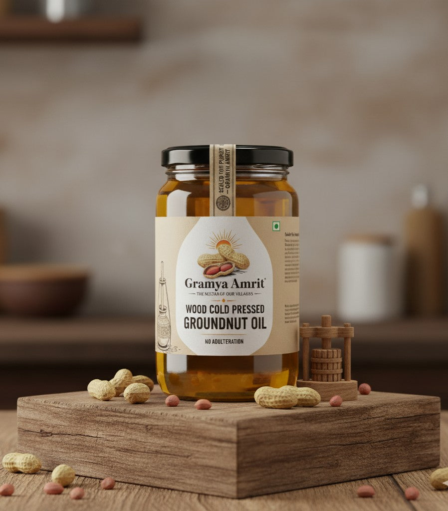 Groundnut Oil - Kachi Ghani Wood Cold-Pressed